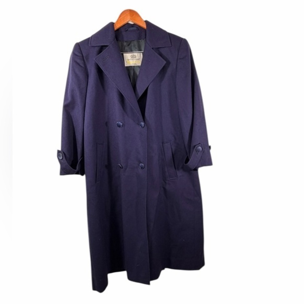 Aquascutum of London Navy 100% Wool Overcoat Vintage Made in Canada XL